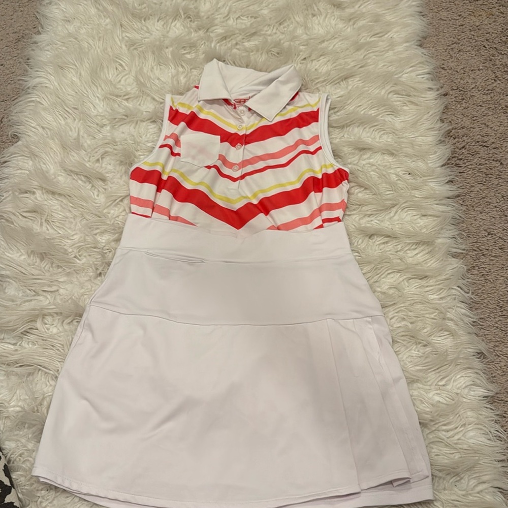 Garb golf set, white skirt size teen and striped top size youth XL